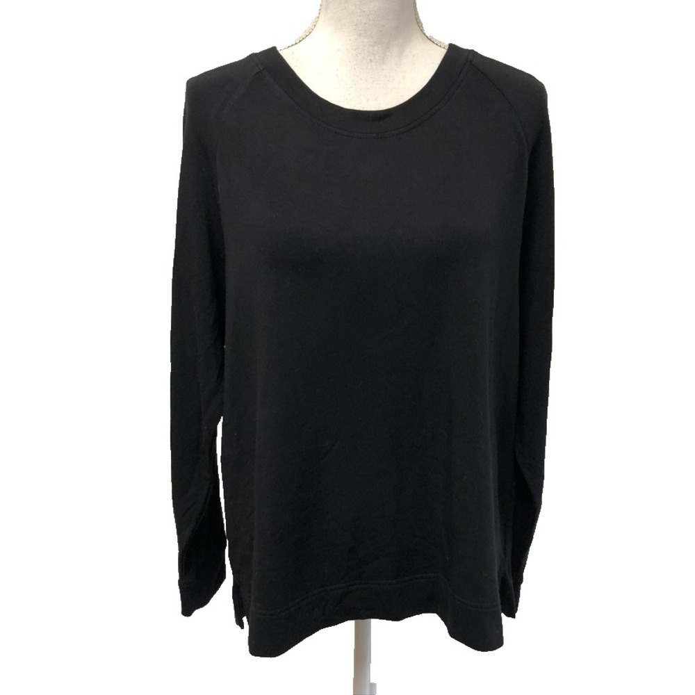 Lou & Grey Sweatshirt Womens Large Black Crew Neck Oversized Classic Comfort
